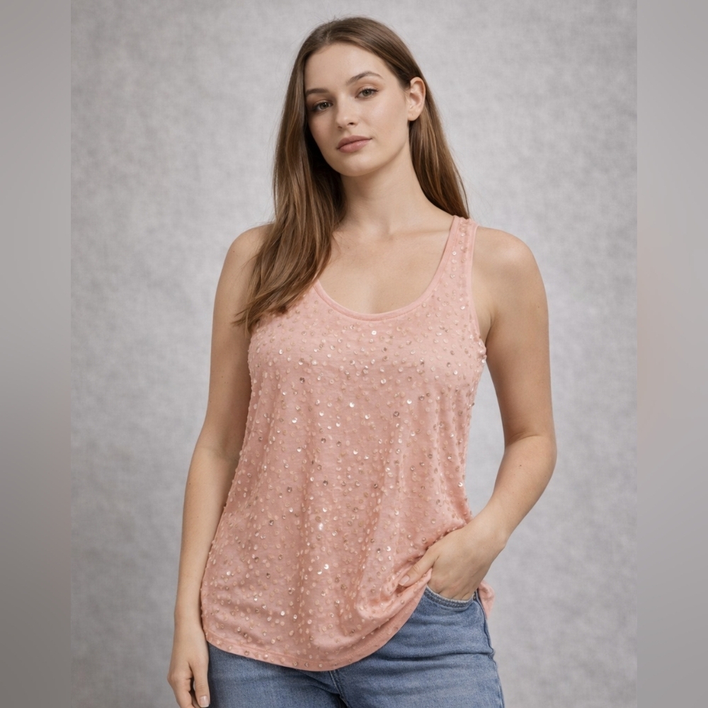 Candie's Peach Sequin Tank Top - Size M